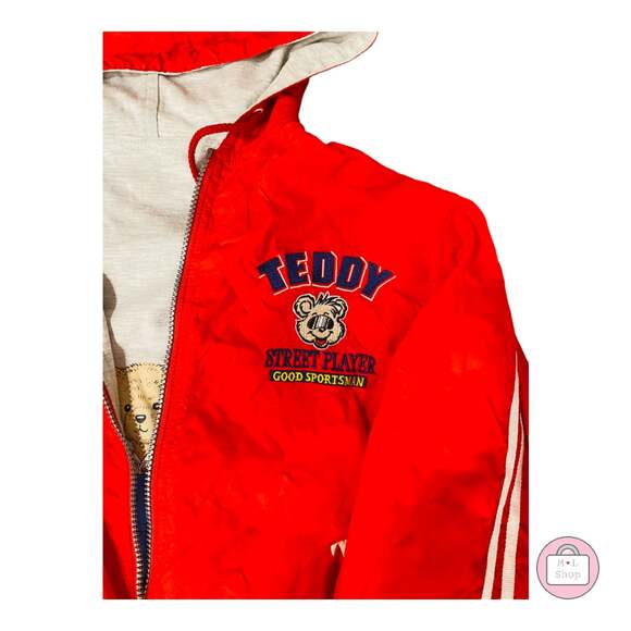 Boys Reversible Red and Grey Teddy Bear Jacket - Picture 2 of 6
